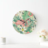 フラミンゴ離れパームヴィンテージ:熱帯 ラージ壁時計 (ホーム)