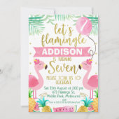 フラミンゴ風船七歳 招待状 (正面)