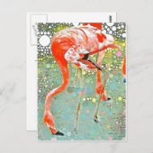 フラミンゴ飲み物はがき ポストカード (正面/裏面)