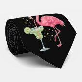 フラミンゴ飲むマルガリータおもしろいメキシカンポンチョ ネクタイ (ロール)