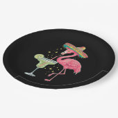 フラミンゴ飲むマルガリータおもしろいメキシカンポンチョ ペーパープレート (アングル)