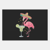 フラミンゴ飲むマルガリータおもしろいメキシカンポンチョ ラッピングペーパーシート (正面)