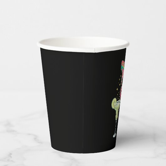 フラミンゴ飲むマルガリータおもしろいメキシカンポンチョ 紙コップ (右)