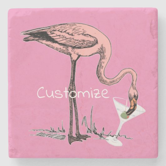 フラミンゴ飲むMartini Thunder_Cove ストーンコースター (正面)