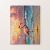 フラミンゴ鮮やかオンビーチ ジグソーパズル (縦)