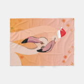 フラミンゴ鳥のクリスマス、新年 フリースブランケット (正面(横))