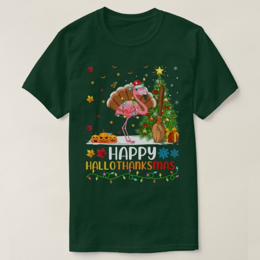 フラミンゴ鳥の恋人おもしろい幸せフラミンゴハロータン Tシャツ (デザイン正面)