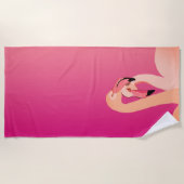 フラミンゴ鳥の愛フラミンゴアートビーチタオル ビーチタオル (正面)