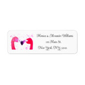 フラミンゴ鳥の水の色の差出人住所結婚のL ラベル (正面)