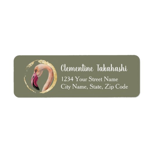 フラミンゴ鳥の水色のイラストレーションアドレス ラベル (正面)