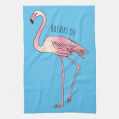 フラミンゴ鳥の漫画イラストレーション キッチンタオル (縦)