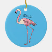 フラミンゴ鳥の漫画イラストレーション セラミックオーナメント (正面)