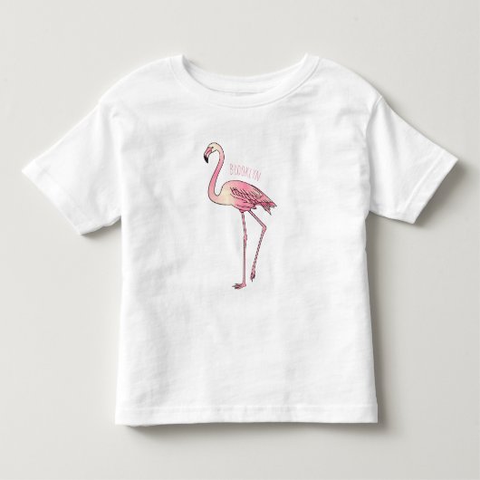 フラミンゴ鳥の漫画イラストレーション トドラーTシャツ (正面)