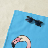 フラミンゴ鳥の漫画イラストレーション ビーチタオル (インサイチュ)