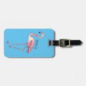 フラミンゴ鳥の漫画イラストレーション ラゲッジタグ (正面横)