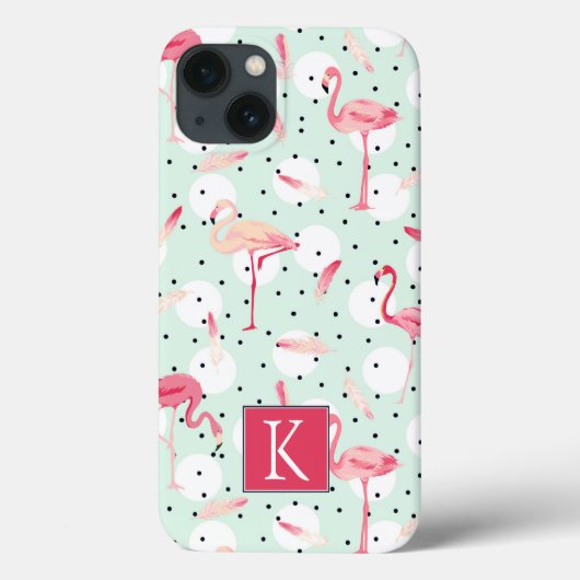 フラミンゴ鳥の羽 |イニシャルの追加 Case-Mate iPhoneケース (裏面)