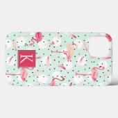 フラミンゴ鳥の羽 |イニシャルの追加 Case-Mate iPhoneケース (裏面 (横))