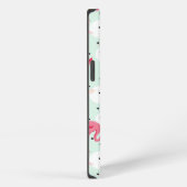 フラミンゴ鳥の羽 |イニシャルの追加 iPhoneケース (右側面)