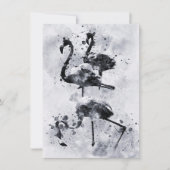フラミンゴ3羽のモノクロームウォーターカラー ノートカード (正面)