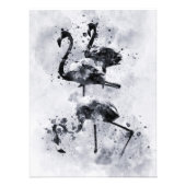 フラミンゴ3羽のモノクローム水彩画 フォトプリント (正面)