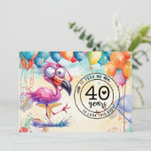 フラミンゴ40歳の誕生日おもしろいことわざパーティー 招待状 (スタンド正面)