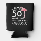 フラミンゴ50誕生日植毛 缶クーラー (正面)