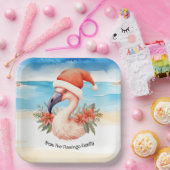 フラミンゴ7月の水彩のクリスマス ペーパープレート (パーティー)