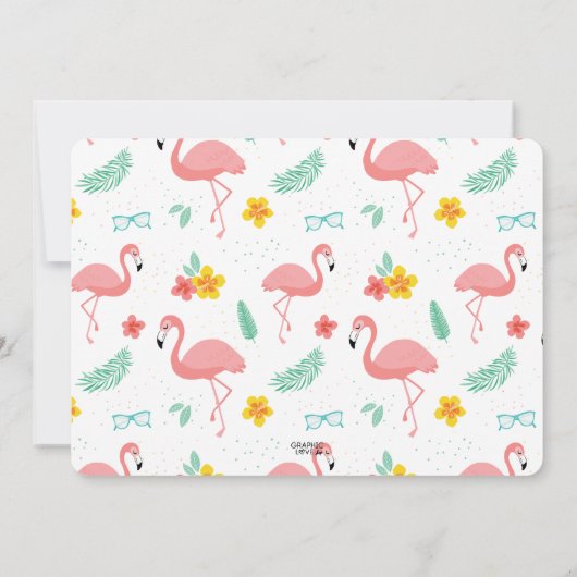 フラミンゴ&おもしろい熱帯誕生日写真、任意の年齢 招待状 (裏面)