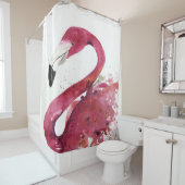 フラミンゴ |かわいい水色フラミンゴのギフトオーバー シャワーカーテン (インサイチュ)