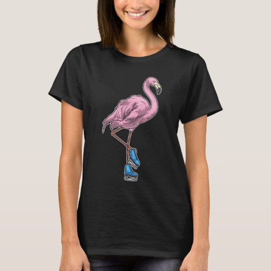 フラミンゴ アイススケート スケート 冬のスポーツ Tシャツ (正面)