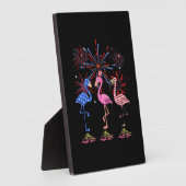 フラミンゴ・アメリカ国旗7月4日 フォトプラーク (側面)