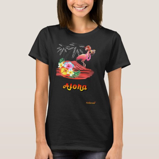 フラミンゴ アロハ Tシャツ (正面)