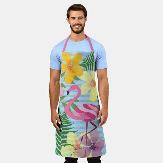 フラミンゴ エプロン (着用した状態)