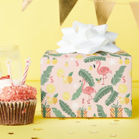 フラミンゴ&ギフトサマーパーティー ラッピングペーパー (誕生日パーティー)