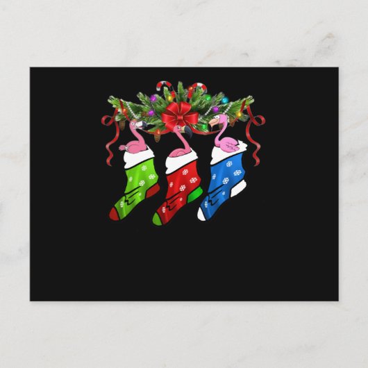 フラミンゴ・ギフト |メリークリスマスフラミンゴ ポストカード (正面)