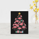 フラミンゴ クリスマスツリー  カード (黄色い花)