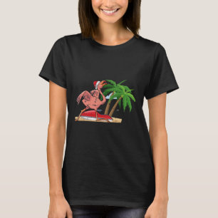 フラミンゴ クリスマス イン ジュライ クール トロピカル バード ビーチ Tシャツ