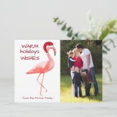 フラミンゴ・サンタハおもしろいットのクリスマス写真 シーズンカード (スタンド正面)