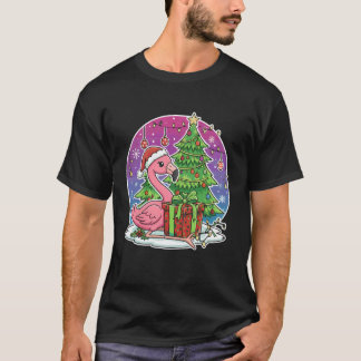 フラミンゴ サンタ帽子 クリスマス フラミンゴ好き 大人 男性 Tシャツ