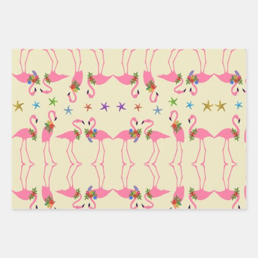 フラミンゴ・シーズとグリーティング・クリスマス ラッピングペーパーシート (正面2)