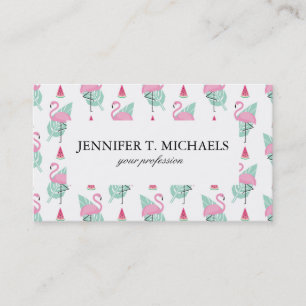 フラミンゴ&スイカパステル模様 名刺