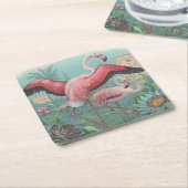 フラミンゴ スクエアペーパーコースター (アングル)