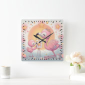 フラミンゴ スクエア壁時計 (ホーム)