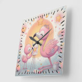 フラミンゴ スクエア壁時計 (傾斜)