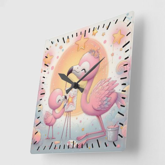 フラミンゴ スクエア壁時計 (傾斜)