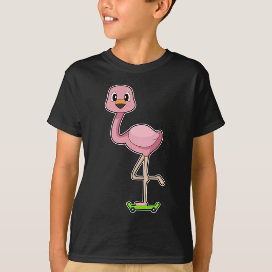 フラミンゴ スケーター スケートボード Tシャツ (正面)