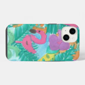 フラミンゴ トロピカル ジャングル パターン iPhoneケース (裏面横)