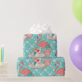 フラミンゴ トロピカル ピンク 鳥 女子 誕生日 ラッピングペーパー