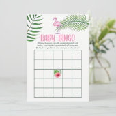 フラミンゴ トロピカル 水彩 ベビーシャワー ビンゴ 招待状 (スタンド正面)