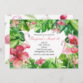 フラミンゴ トロピクス サマー バースデー パーティー 招待状 (正面/裏面)